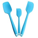 Silicone Spatula,Xpatee 3-piece 600ºF Heat-Resistant Non-stick Flexible Rubber Spatula Baking Spatula Spoon Scraper with Stainless Steel Core (Blue)