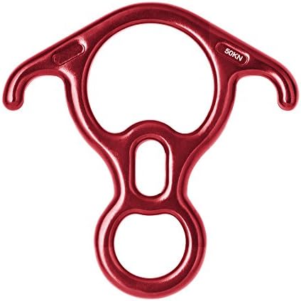 Terminal 8 Descender, Teroys Aluminum Alloy 50KN Climbing Peak Rescue Descender with Lock Off Ears for Climbing Rescuing Escaping Descender Belay Device