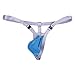Agoky Men's Enhancing Bulge Pouch G-String Thongs Underwear Low Rise Breathable Bikini Brief T-Back Blue Medium (Waist 24.0
