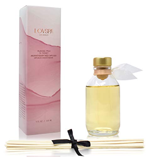 LOVSPA Almond Milk & Honey Diffuser Oil Gift Set | Home Fragrance Made with Natural Essential Oils | Nutty Blend of Sweet & Almond | Winter & Fall Scent for Mom, Dad, Wife or Husband