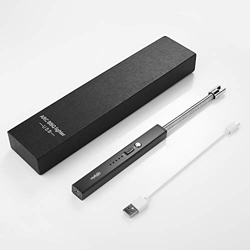 USB Arc Lighter for Candle Rechargeable - Windproof Long Arc Rechargeable Lighter 360 Flexible Neck with LED Lights Battery Display, Kitchen Household Camping BBQ Firework (Black) - Thumbnail 6