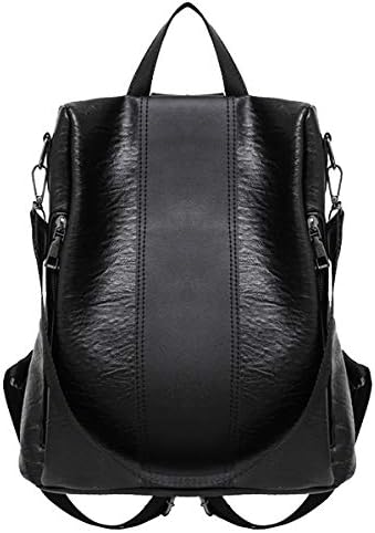 LABINI Women's Backpack Shoulders Bag PU Large Capacity Handbag Fashion Soft Anti-Theft Black