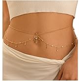 Summer Beach Multi-layer Crystal Belly Buttom Ring with Waist Chain Bikini Rhinestone Navel Piercing Dangle Belly Button Rings Waist Chain Sexy Belly Body Chain Jewelry for Women