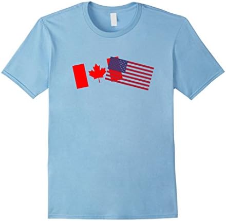 Men's American Canadian Flags Medium Baby Blue