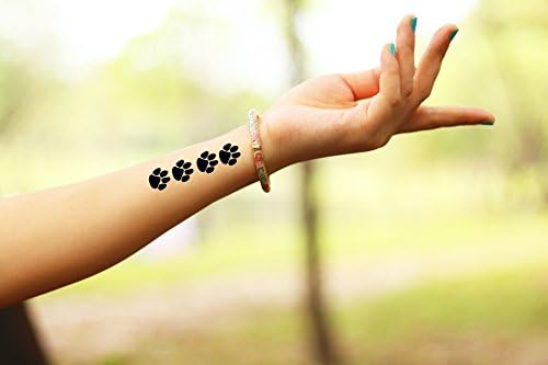 Black Paw Prints Temporary Tattoo (4 sheets of tattoos, 16 small paw prints in total)