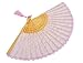 meifan Womens Multi Color Handmade Cotton Lace Folding Hand Fan (Pink)