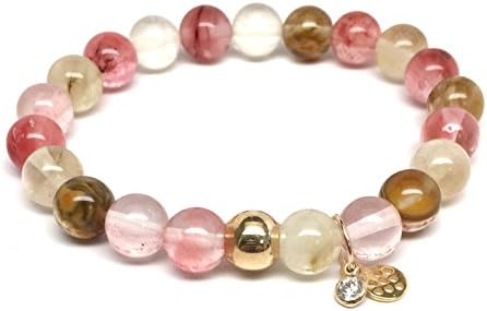 TFS Jewelry Cherry Pink Agate 'Zoe' Stretch Bracelet