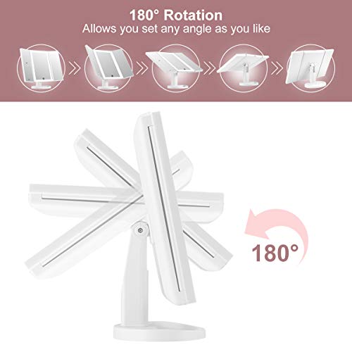 image for KEDSUM LED Tri-fold Lighted Vanity Mirror, 3 Color Lighting Modes Make