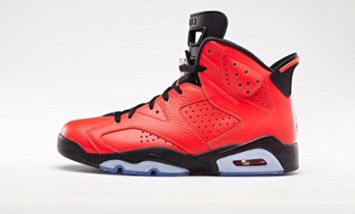 NIKE Mens Air Jordan 6 Retro Toro Infrared 23-Black Leather Basketball Shoes Size 10