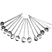 kilofly 12 pcs Bar Spoon Straws Reusable Stainless Steel Long Handle + 2 Cleaning Brushes