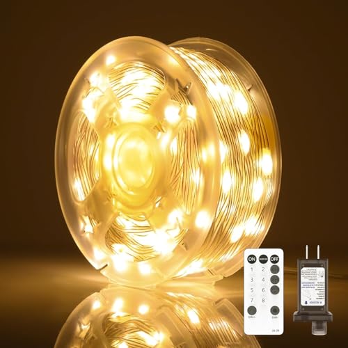 41YyNqN2FWL 20M Lichterkette Innen Mit Stecker Fernbedienung - Led Weihnachtslichterkette Außen Strom Mit Timer 8 Modi Warmweiß Wasserdicht Für Weihnachten Party Hochzeit Garten Deko, 1 Stück (20M,200Led)