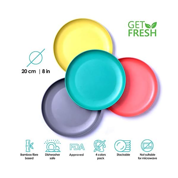 GET-FRESH-Bamboo-Kids-Plates-Set--4-Pack-Reusable-Bamboo-Dinner-Plates-for-Kids-and-Toddlers--BPA-Free-Bamboo-Fiber-Childrens-Dinnerware-Set--Kids-Bamboo-Tableware-Plates-for-Everyday-Use GET FRESH Bamboo Kids Plates Set – 4-Pack Reusable Bamboo Dinner Plates for Kids and Toddlers – BPA-Free Bamboo Fiber Childrens Dinnerware Set – Kids Bamboo Tableware Plates for Everyday Use