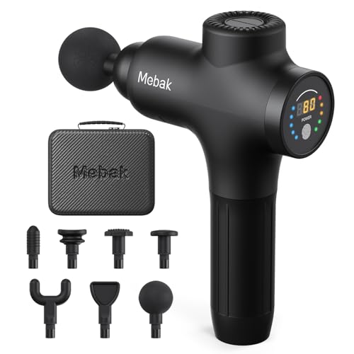 Mebak 3 Massage Gun, Massage Gun Deep Tissue for Athletes, Professional Muscle Percussion Massager Gun for Shoulder Leg Back Body Pain Relief, Quiet Portable Sport Massager, Gifts for Him