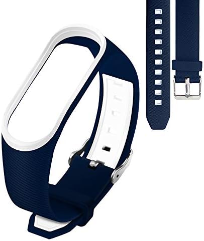 Aubess Waterproof Replacement Bands for Xiaomi M3,Colorful Silicone Smart Bracelet for Xiaomi Mi3 Fitness Wristband Straps (blue white)