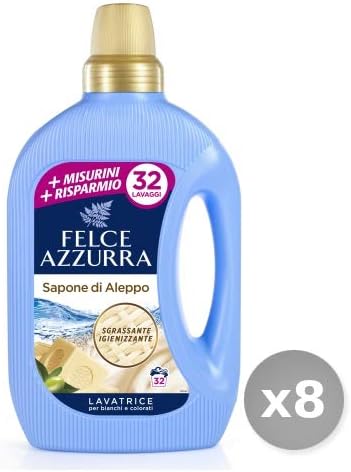 Set 8 FELCE AZZURRA Washing machine Liquid 32 Measurers Sapone di aleppo 1,595L