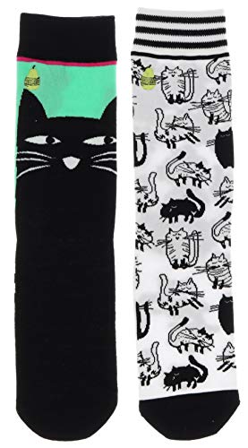 Woven Pear Women's Playful Cats Crew Socks (2Pr), Cotton Blend - Thumbnail 6