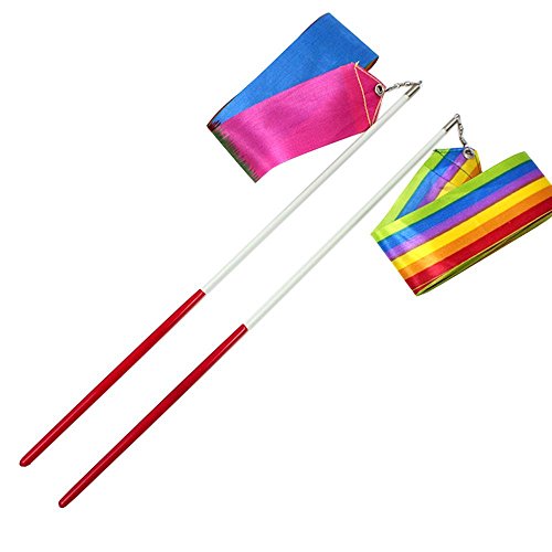 10 Pieces 4m Rhythmic Gymnastic Ribbons Dance Ribbon Dance Streamers for Kids, Baton Twirling, Assorted Colors