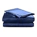 HollyHOME Silky Soft Luxury 4 Piece Deep Pocket Queen Satin Sheet Set, Free Fitted Sheet Straps Included, Blue