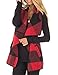 SocoToo Women's Color Block Lapel Open Front Sleeveless Plaid Vest Cardigan with Pockets (Red, X-Large)