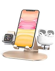 3 in 1 Aluminum Charging Station for Apple Watch Charger Stand Dock for iWatch Series SE/6/5/4/3/2/1, iPad, AirPods Pro/2/1 and iPhone 12/11/Xs/X Max/XR/X/8/ 8P/7/7P/6S/6S