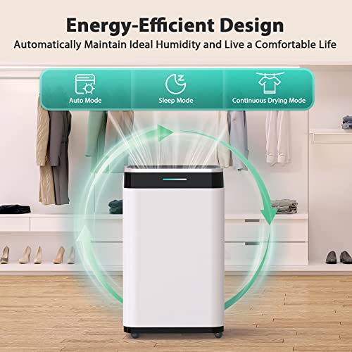 FREE VILLAGE Dehumidifier, 45 Pints Dehumidifier for Home Up to 3500 Sq. Ft, with 3.3ft Drain Hose, Auto Drainage, Auto Shut Off, 24 Hr Timer, Washable Filter, Dehumidifiers for Basement, Bathroom
