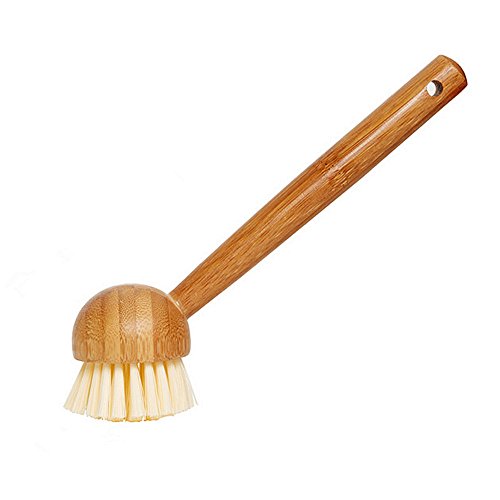 Huibot Kitchen Dish Brush with Bamboo Handle for Pot Pan Scrubber