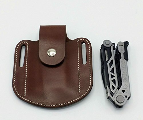 Gerber Multitool Leather Sheath Case Strap Snap Closure Fits Gerber Center-Drive Model Brown
