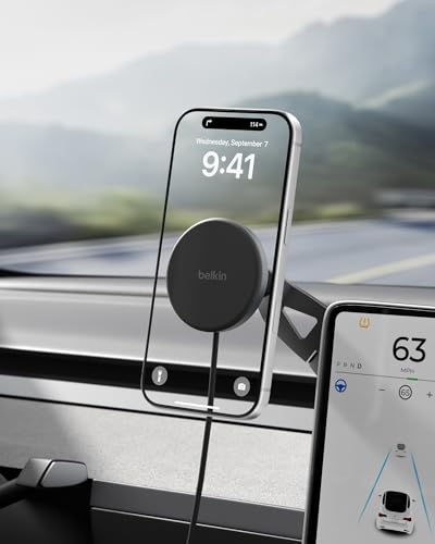 Belkin Tesla Phone Mount, Magnetic Wireless Car Mount for EV (Strong Magnet) w/…
