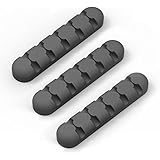 AIFFECT 3 Pack Cord Holder, USB Cable Holder, Desk Cable Clips, Cable Organiser, Cord Management System for XLR, CAT6, Sata, Instrument, Braided, Power Cord, Charger Cable - Black