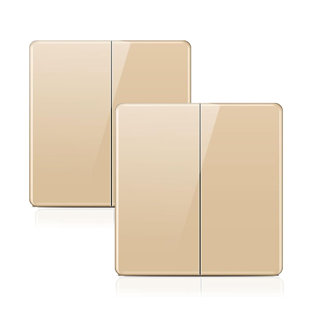 ZFQ 2 Pack 2-Way Big Rocker Button Switch, Modern Acrylic Crystal Glass Gold Wall Panel, Electrical Double Light Switch, 2 Gang 2 Way, 16A 250V — image 1