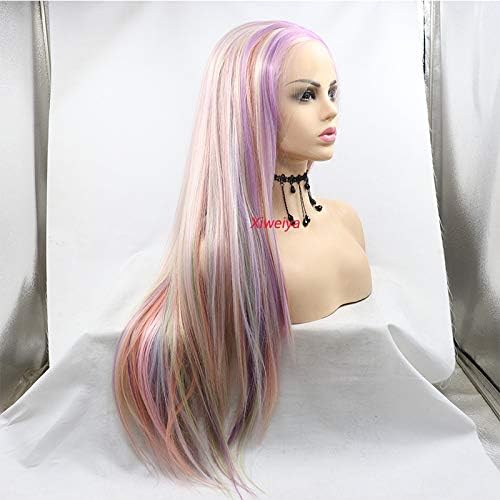 xiweiya Black Orange Half Color Lace Front Wig Long Silky Straight Ginger Orange Wigs Soft Hair Heat Resistant Fiber Wig 150% Density Hair for Women 26inch - Image 3