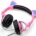 Cat Ear Headphones,MindKoo Kids Headphones Flashing Glowing Cosplay Fancy Foldable Over-Ear Gaming Headsets with LED Flash light for Girls,Children,Compatible for iPhone 6S,Android Phone (Pink)