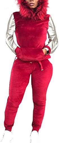womens red tracksuit set