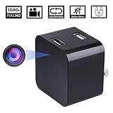 JAKIELAX Hidden Camera Charger, 1080P HD Spy Camera Wall Charger USB Adapter Nanny Camera[2 USB Charger]with Motion Detection and Loop Recording for Protection at Home and Office