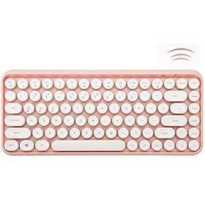 FELiCON 308i Retro Wireless Keyboard, Bluetooth Silent Cute Computer Keyboard with Round Punk Compact 84 keys…
