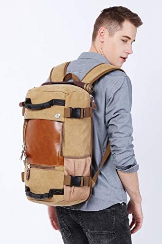 KAKA Travel Backpack ,Canvas Duffel Bag for Traveling,Leather Vintage Travel Bags for Men,Carry on Weekender 15.6" Laptop backpacks Bag ,khaki 9 KAKA Travel Backpack ,Canvas Duffel Bag for Traveling,Leather Vintage Travel Bags for Men,Carry on Weekender 15.6" Laptop backpacks Bag ,khaki