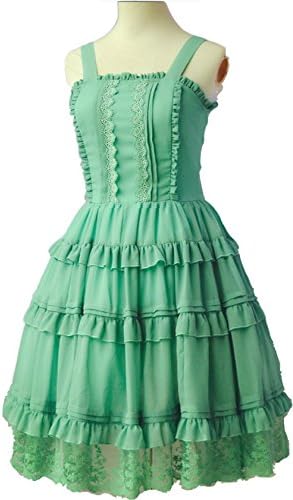 Amazon Co Jp 15 夏 レディース ミントグリーン 森の幻想 乙女 ジャンパースカート ロリィタ ゴスロリ Jk 原宿系 乙女 フリル コスプレ M 服 ファッション小物