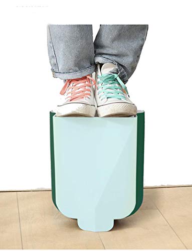 YAJONUE Hanging Kitchen Trash Can Bathroom Folding Garbage Bin Small Wall Mounted Portable Collapsible Waste Bin for Office Car Bedroom, Plastic, Green, 2.6 Gallon