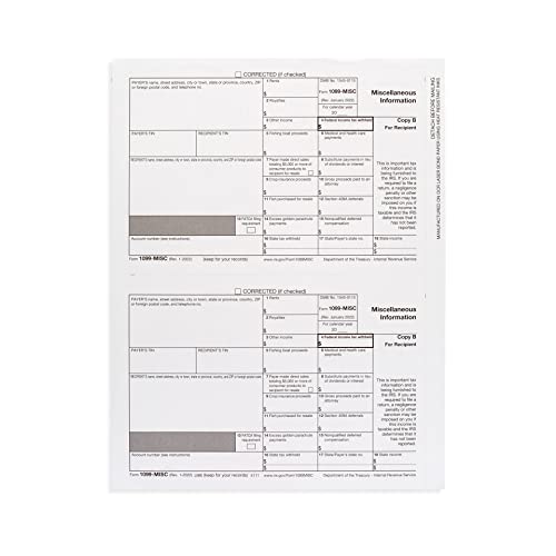 1099 MISC Forms 2022, 4 Part Tax Forms Kit, 25 Vendor Kit of Laser
