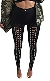 Lovaru Women's Fashion Lace Up Cross Drawstring Tight Pencil Leggings