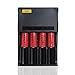 CR123A Rechargeable Battery And 4-Slots Universal Battery Charger, Veeki 16340 RCR123A 3.7V 650mAh Protected Li-ion 16340 Batteries 10Packs for High Drain Device (4S+10Battery)