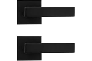 Probrico [Pack of 2 Door Lever Dummy Lever Door Handle for Closets French Doors,Square Dummy Door Lever,Non-Turning Single Side Pull with Black Finish,Easy Installation Pull Only Lever Set
