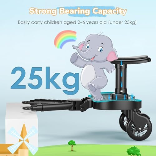 LBOYLOVE® Stroller Board,Universal Stroller Board with Detachable Seat,Buggy Board Suitable for Most Brands of Strollers, Universal Prams Accessories for Children from 2-6 Years (25 kg)