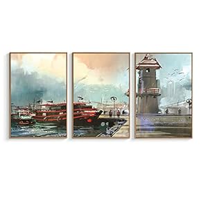 Framed Canvas Wall Art for Living Room, Bedroom Abstract Paintings Canvas Prints for Home Decoration Ready to Hanging - 16"x24"x3 Panels