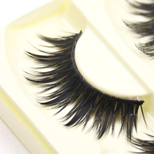 Sdoo Fake Eyelashes Makeup Hand-made Thick Crisscross Deluxe False Lashes Black Band Nature Long Reusable 5 Pairs Pack (A) - Thumbnail 3