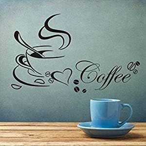 SUNNSEAN Removable Kitchen Decor Coffee Cup Home Decals Vinyl Art Wall Sticker Home Room Decor Wall Stickers