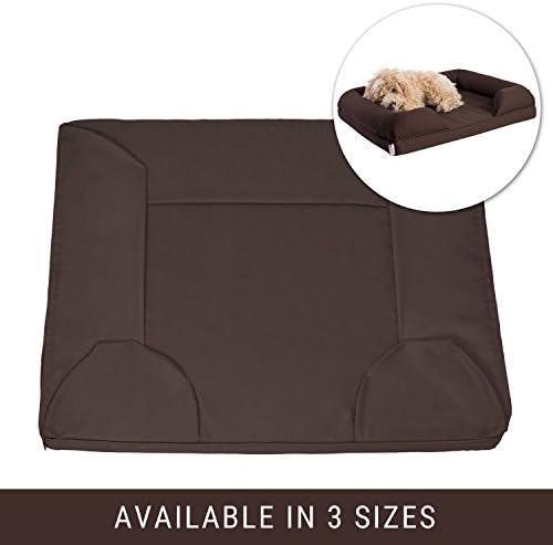 Petlo Brown Pet Sofa Bed Replacement Cover - Removable Water and Scratch Resistant - Machine Washable and Easy To Clean - Dual Zipper with Gusset - Small 27" x 22" x 5.5"