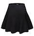 YIANNA Women's Basic Versatile Stretchy Flared Umbrella Skirts Women Knee Length, YA6015-Black-M
