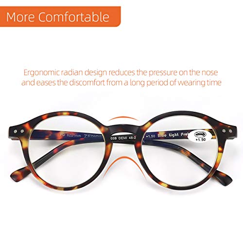 ZENOTTIC Blue Light Blocking Reading Glasses Classic Round Lightweight Frame Eyeglasses for Men and Women£¬for Computer Reading/Gaming/TV/Phones