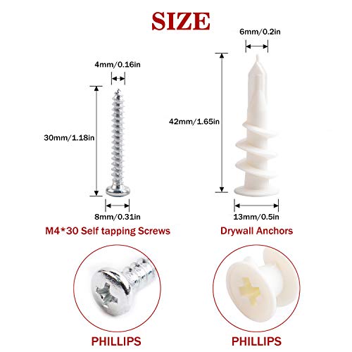 Drywall Anchors Plastic Self Drilling Hollow Wall Screw Anchors with Tapping Screws Assortment Set kit (120)